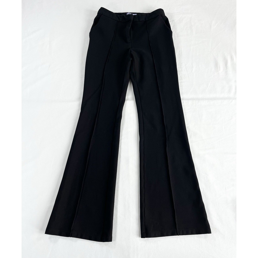 Vylette Black Pintuck Flare Pants Women's 3 XS High Rise Stretchy Trousers Retro